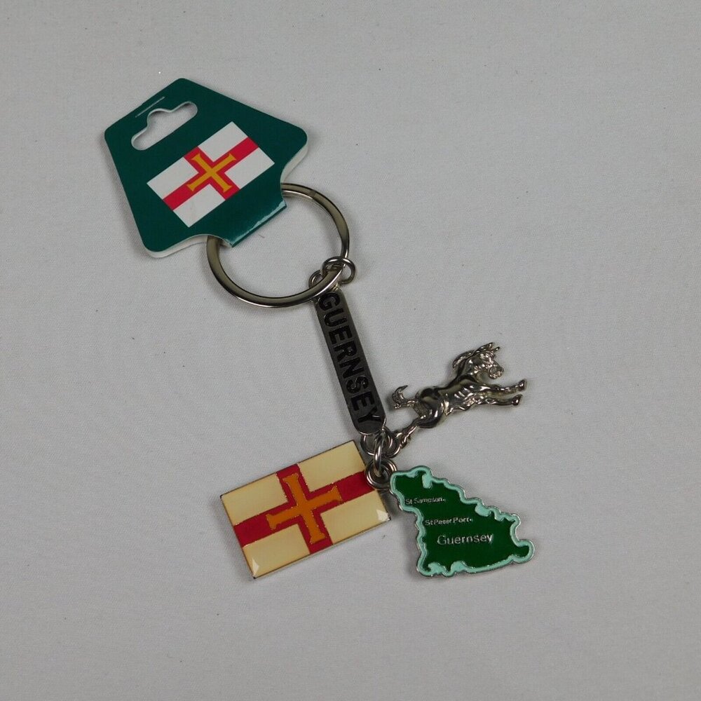 Guernsey Keychain Keyring Collectible Charms Channel Islands Souvenir Horse Flag